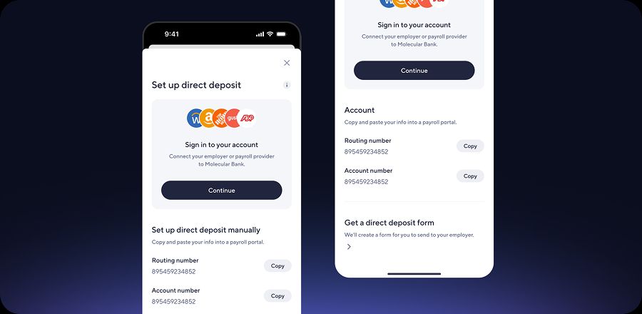 Direct Deposit Setup Page